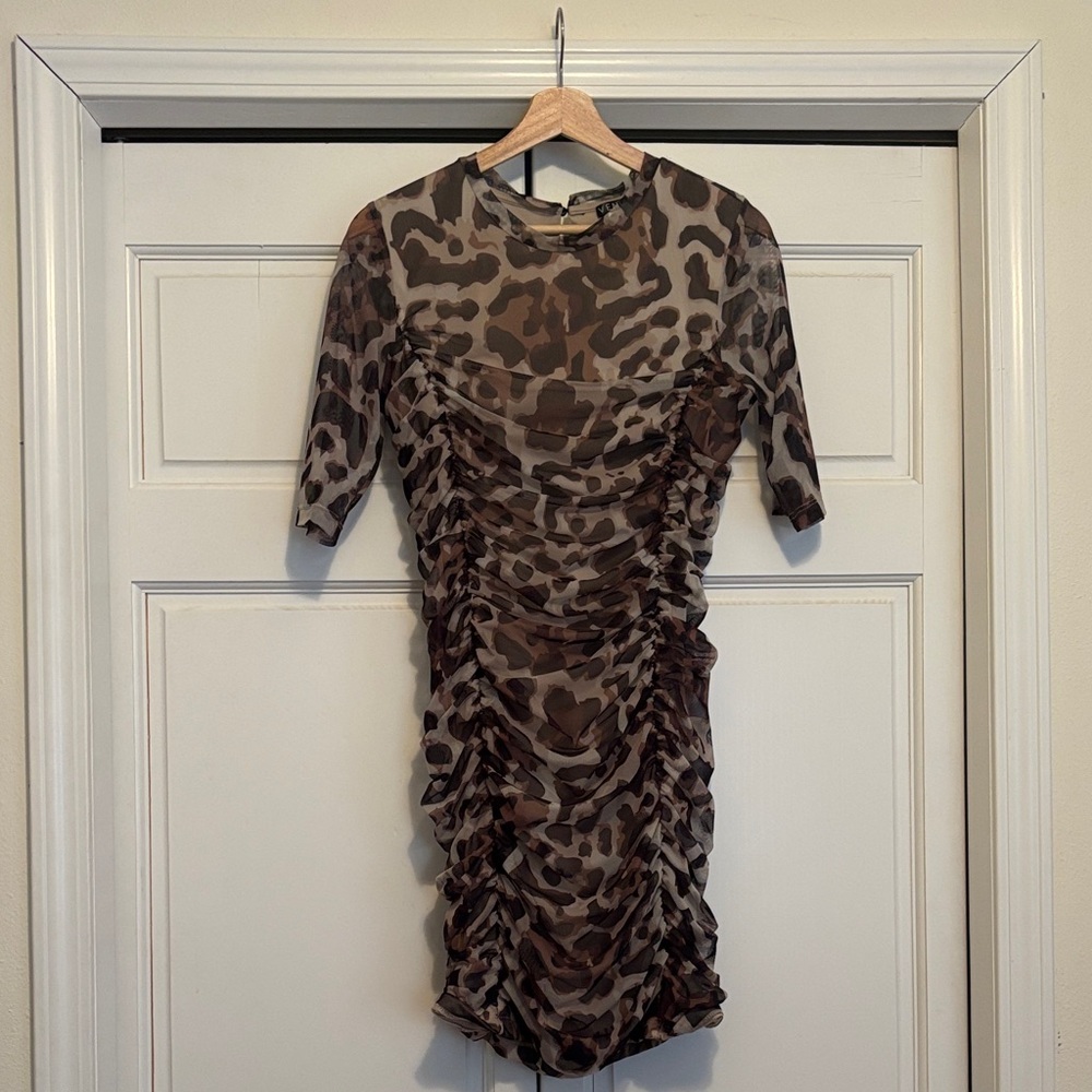VENUS 🐆 Print Ruched Mini Dress